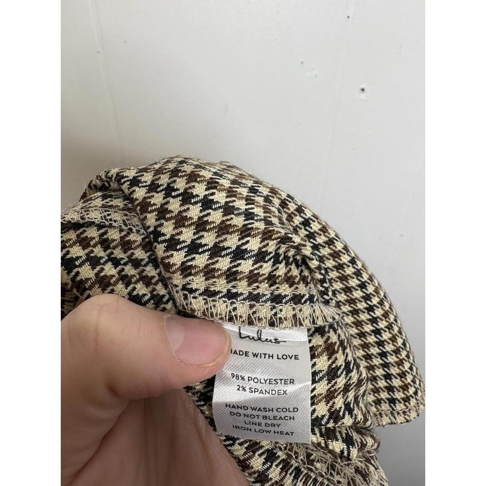 Lulus Pants Womens Small Houndstooth Plaid Wide Leg High Rise Academia Pleated - Picture 8 of 10